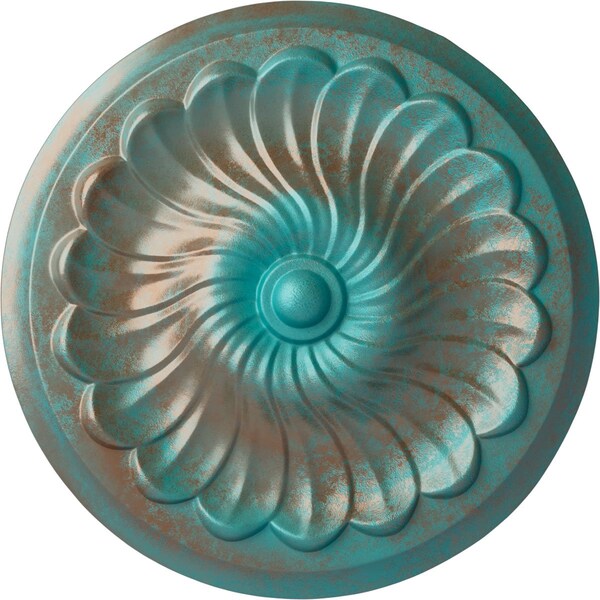 Ekena Millwork Flower Spiral Ceiling Medallion (Fits Canopies up to 2"), 12 1/4"OD x 2 1/4"P, Copper Green Patina CM12FLCGS - main